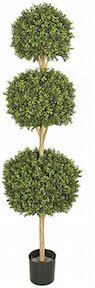 5 foot Boxwood Triple Ball Topiary Synthetic PVC Trunk Trunk